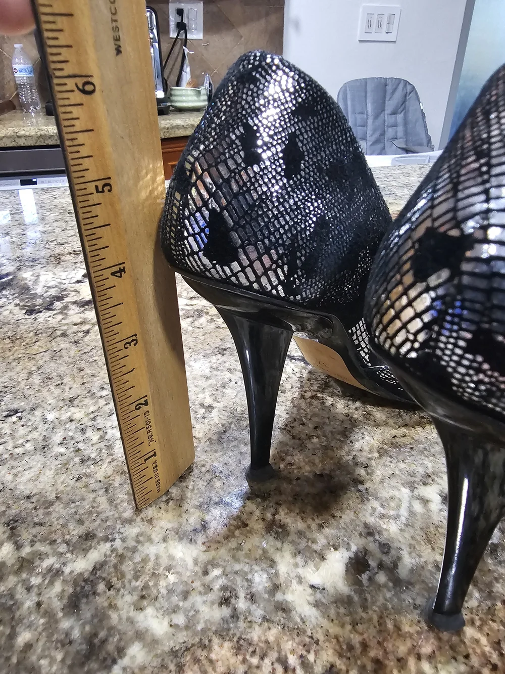Jimmy Choo Black Metallic Lace Peep-Toe Pumps Size 37 (6.5) Made In Italy